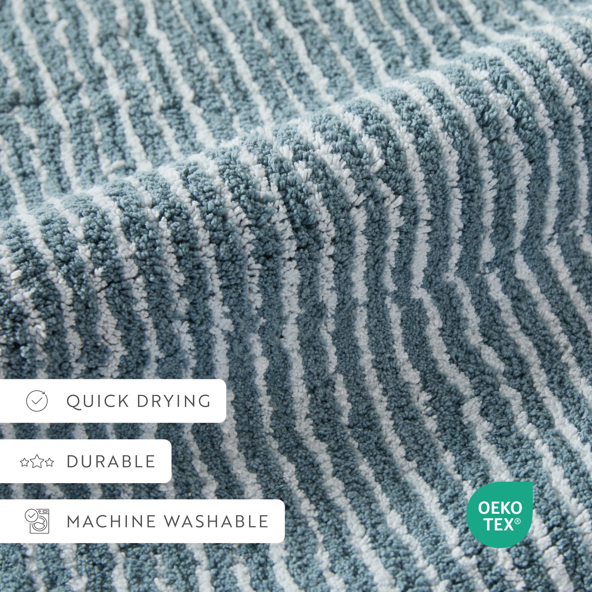 100% Cotton Pin Striped Patterned Bath Mat - Image 59