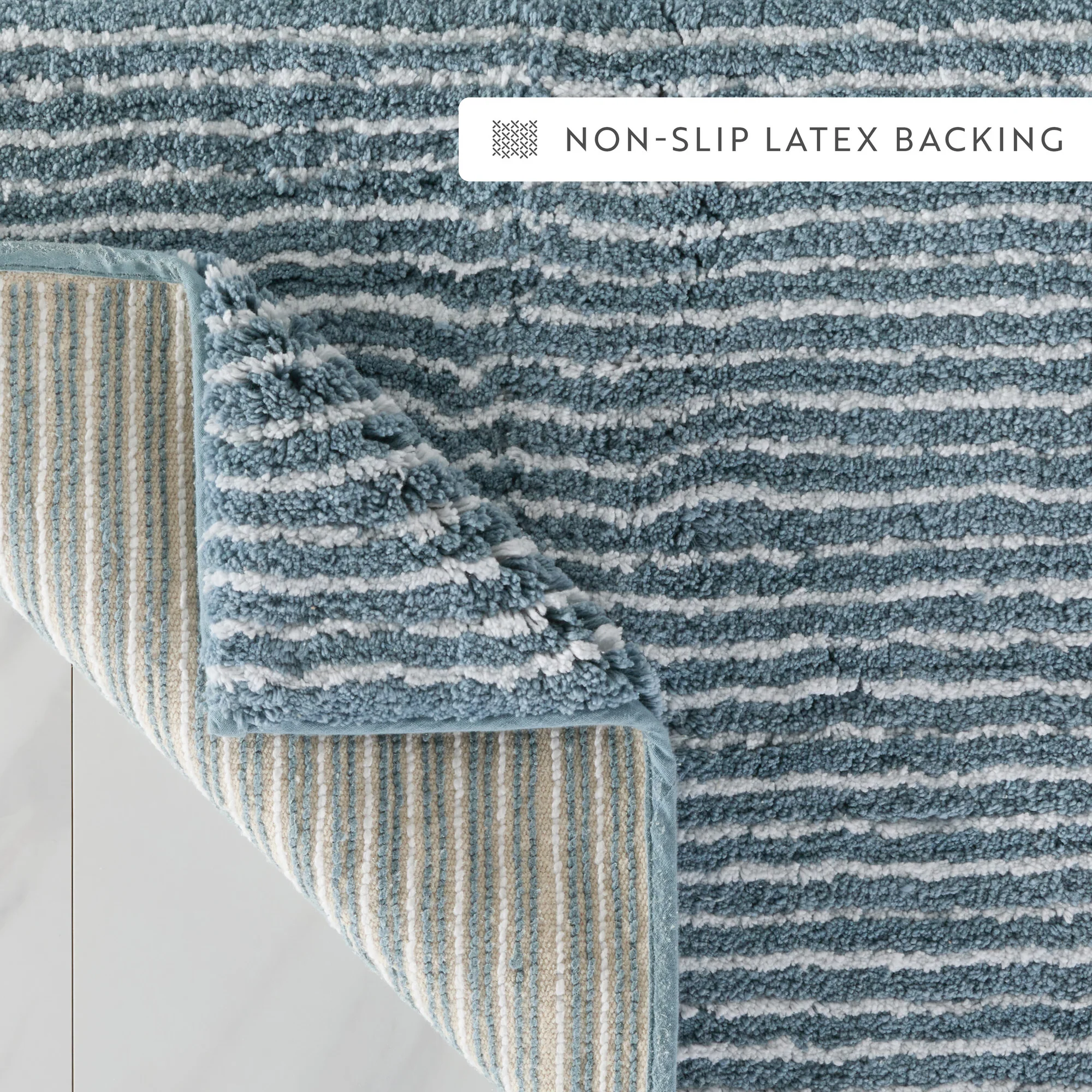 100% Cotton Pin Striped Patterned Bath Mat - Image 61
