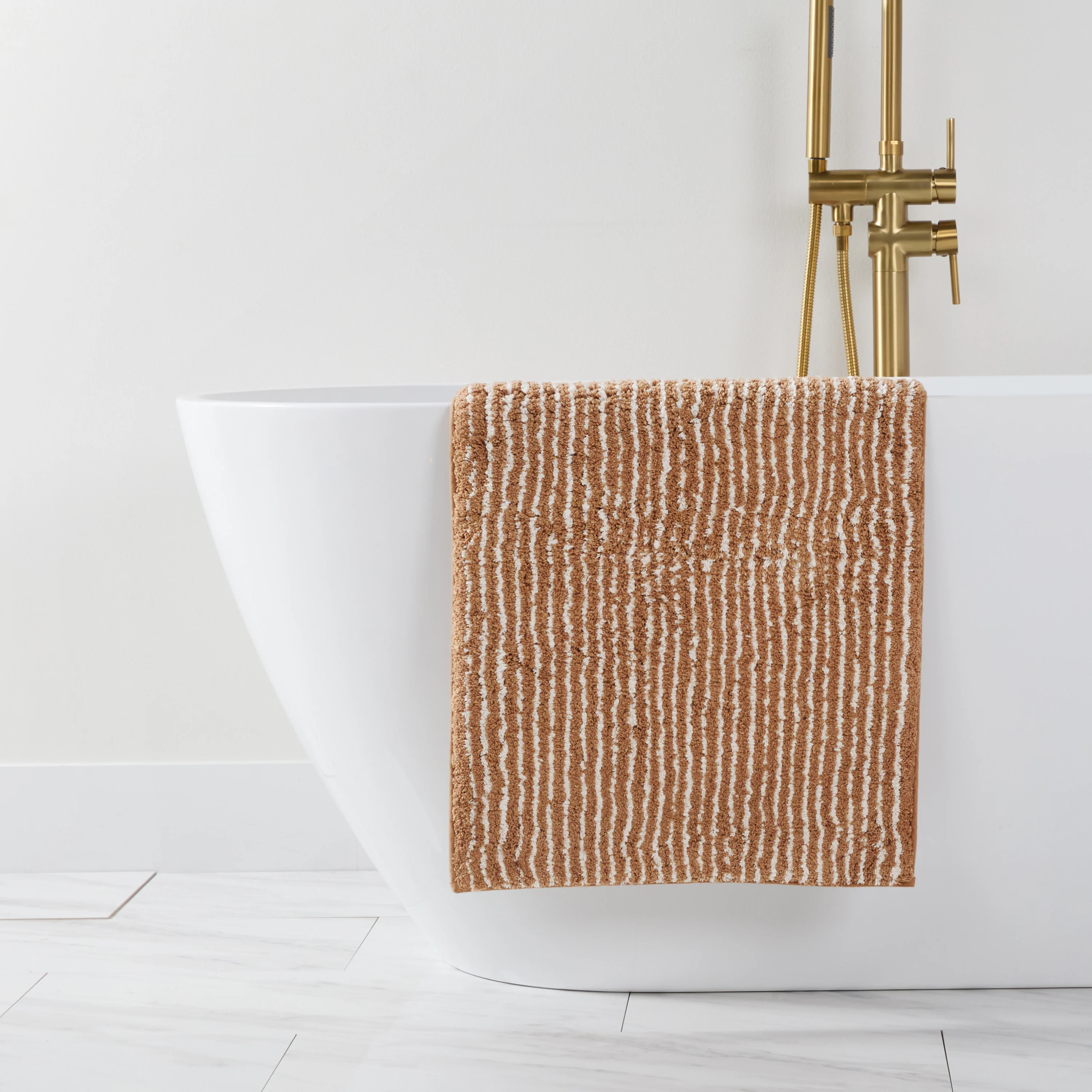 100% Cotton Pin Striped Patterned Bath Mat - Image 8