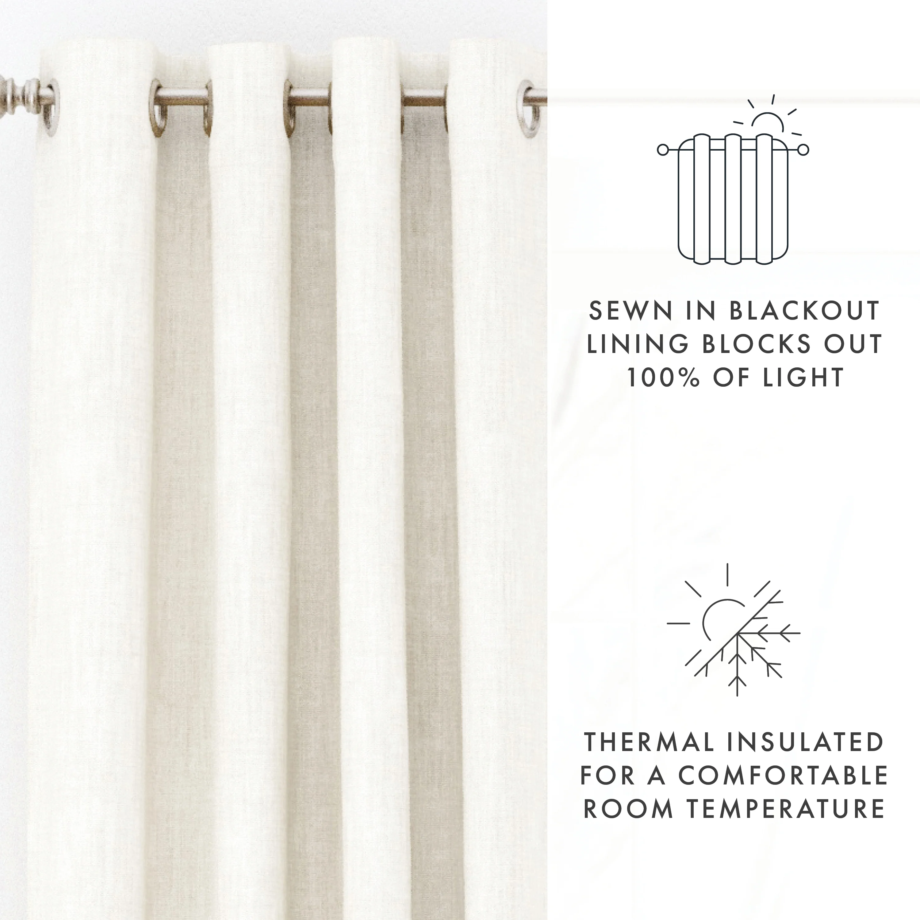 Total Blackout Linen Blend Grommet Curtains - Image 14