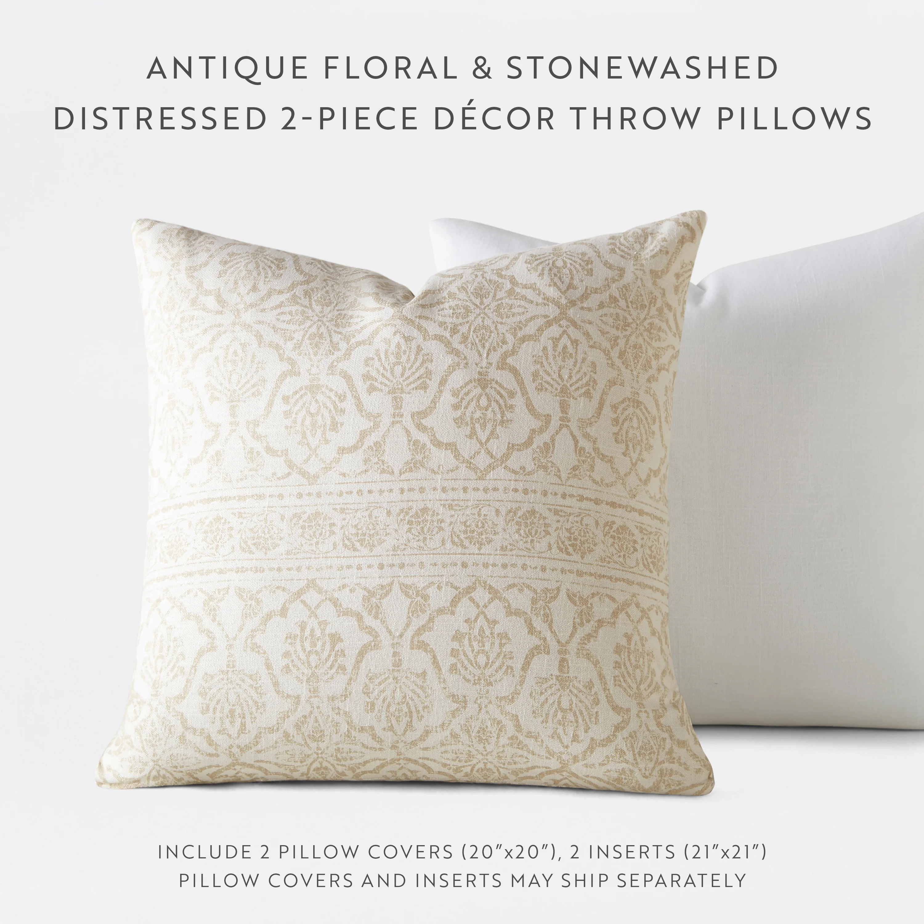 2-Pack Antique Floral Décor Throw Pillows - Image 13