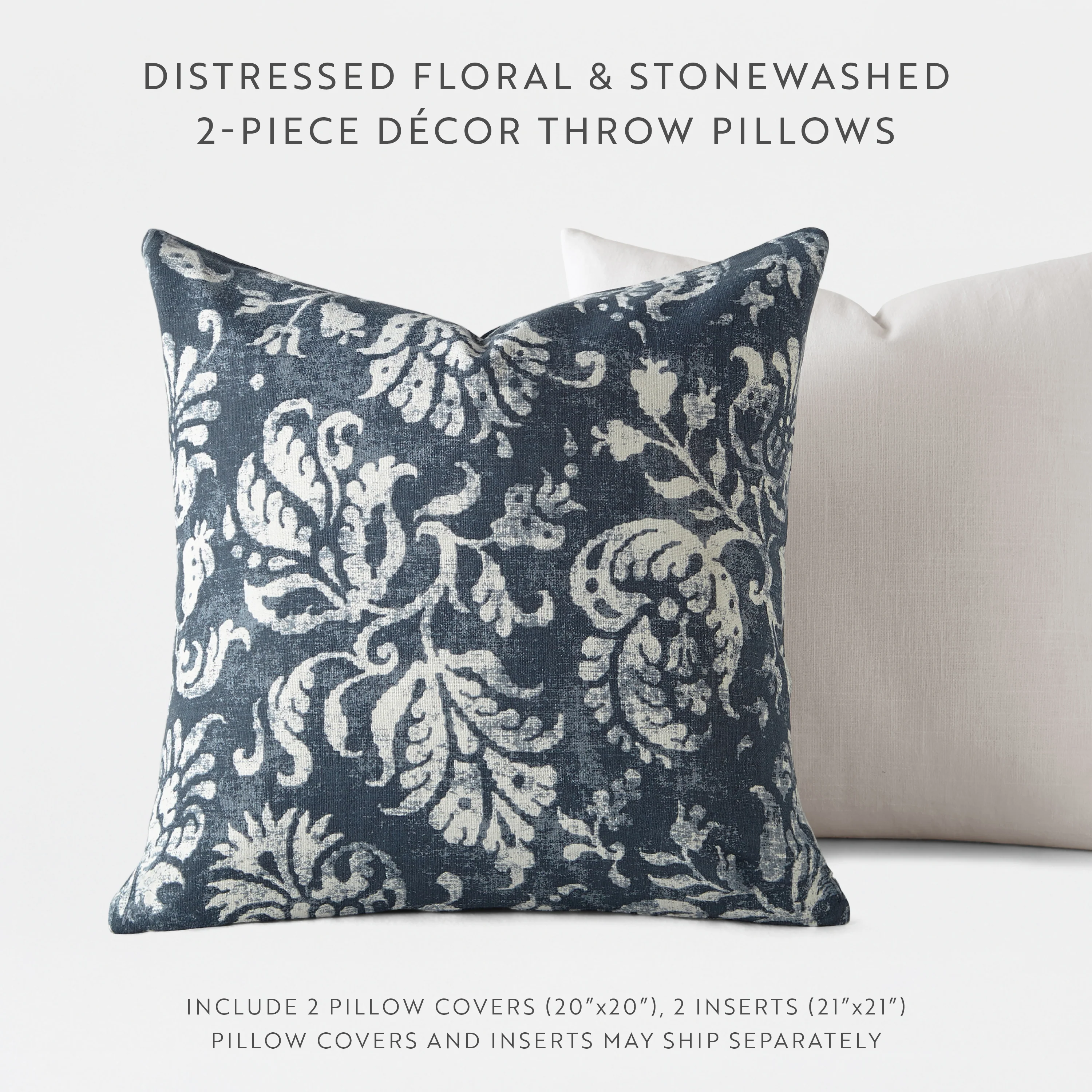 2-Pack Distressed Floral Décor Throw Pillows - Image 11