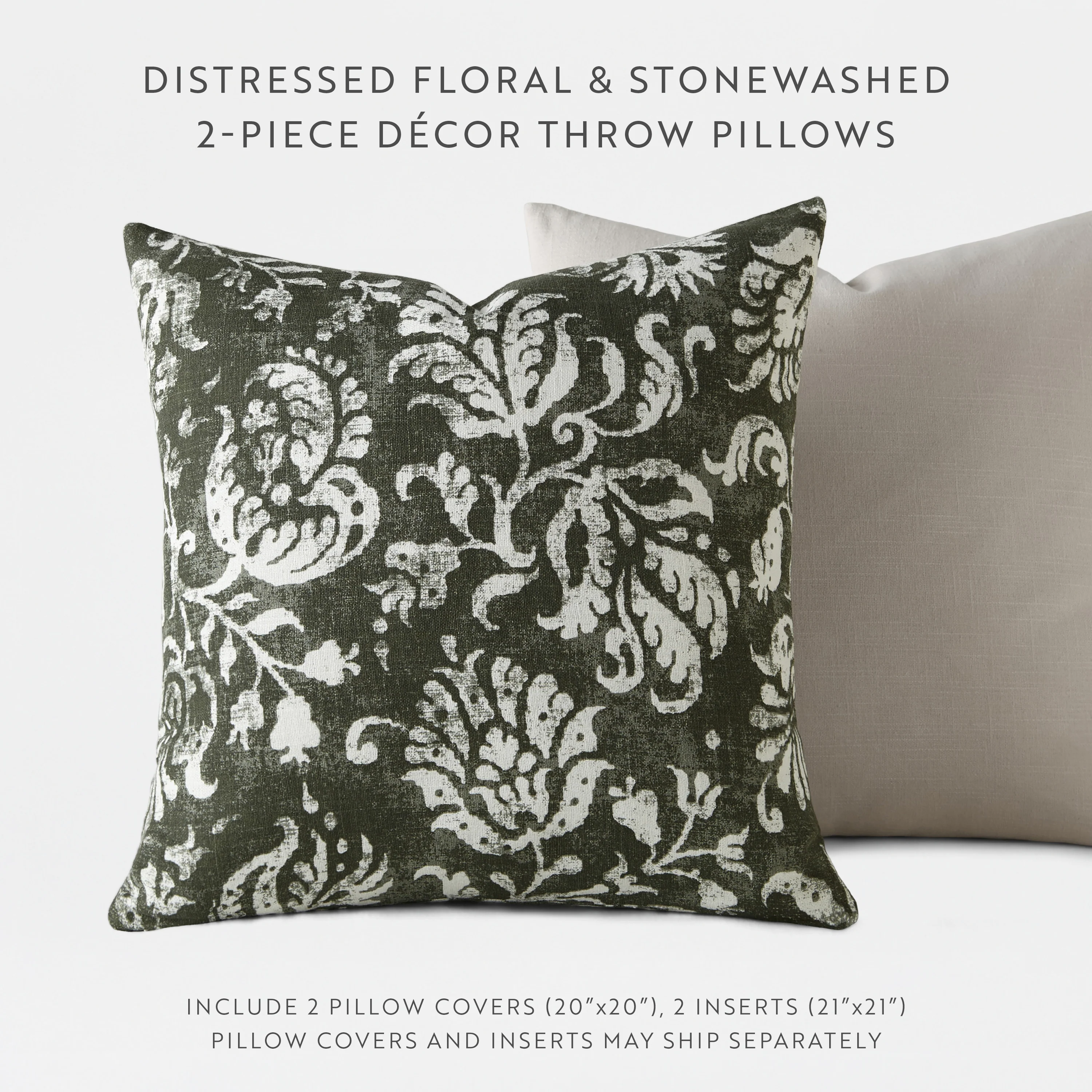 2-Pack Distressed Floral Décor Throw Pillows - Image 14
