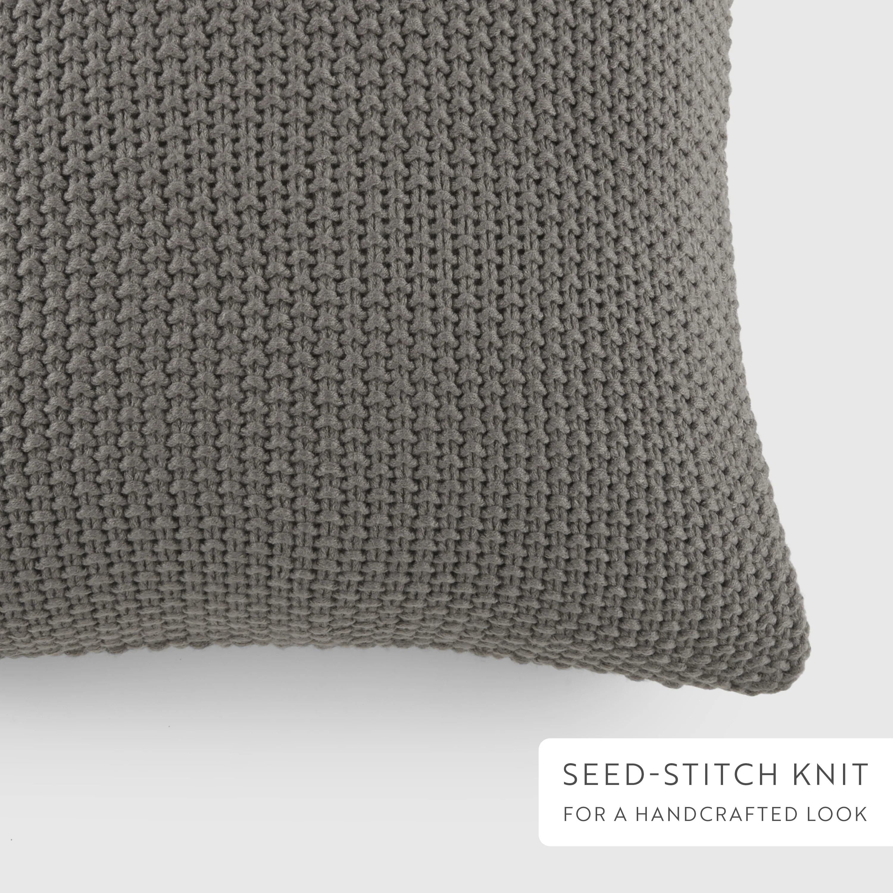 2-Pack Seed Stitch Knit With Folk Leaves Décor Throw Pillows - Image 5