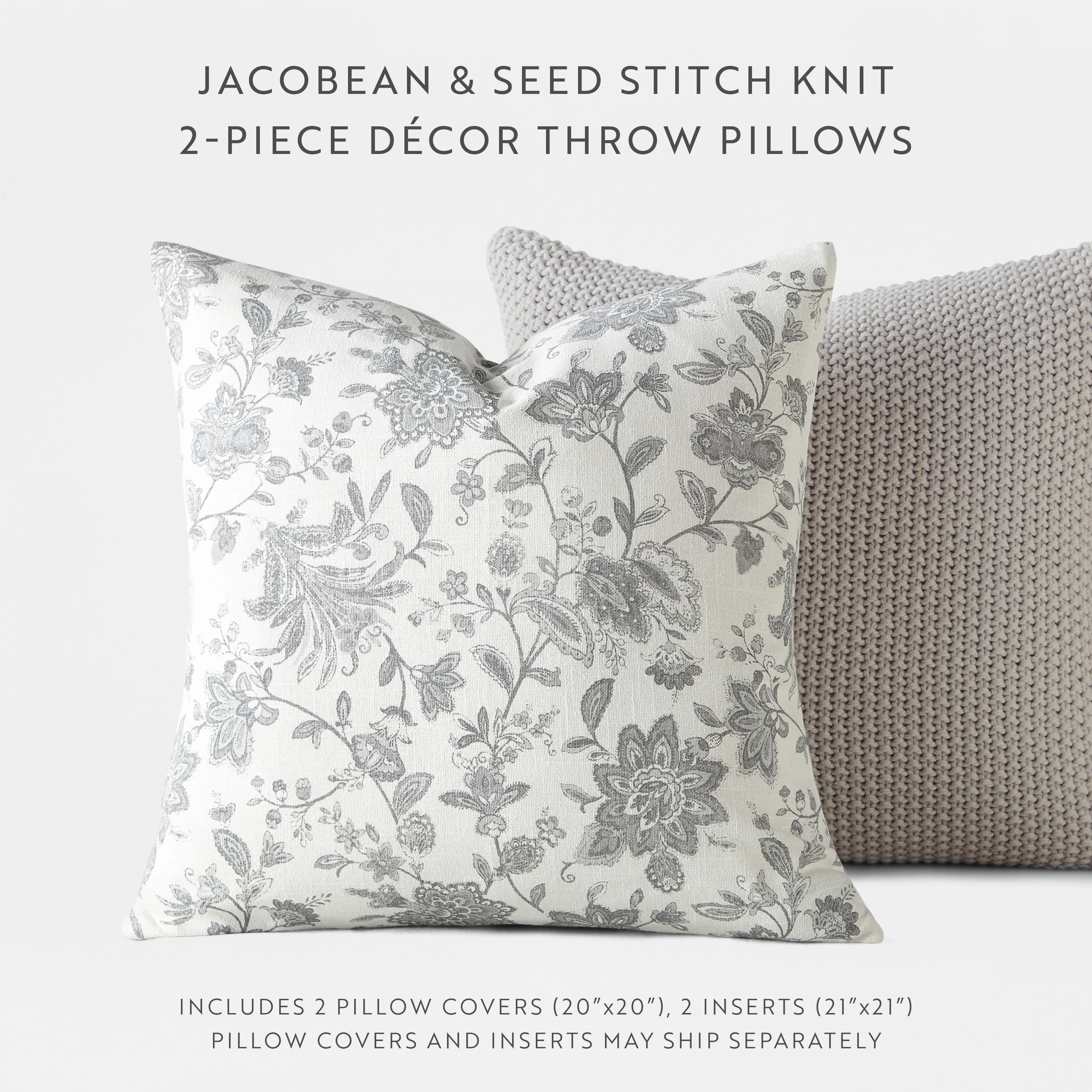 2-Pack Seed Stitch Knit With Jacobean Décor Throw Pillows - Image 3