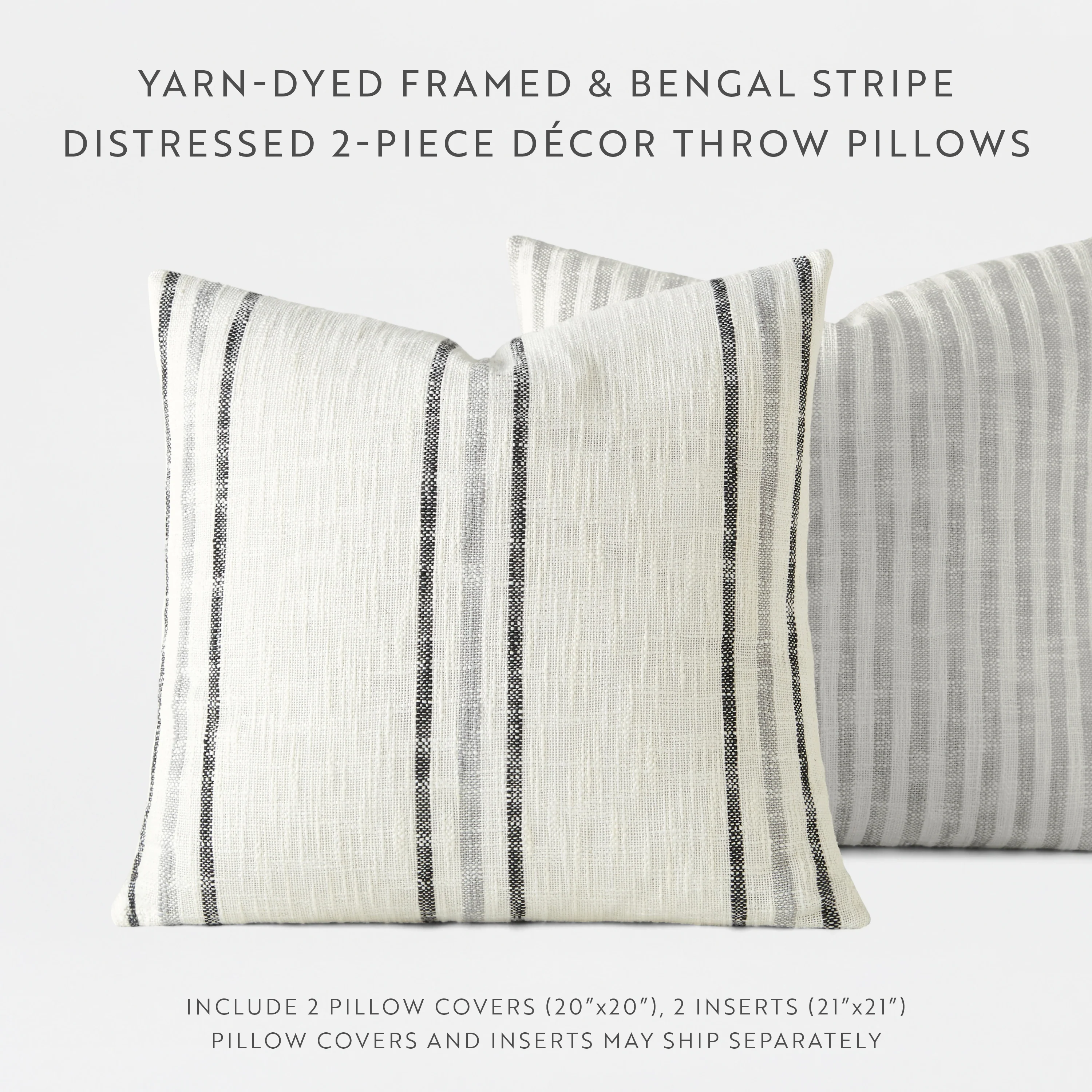 2-Pack Yarn-Dyed Bengal Stripe / Yarn-Dyed Framed Stripe Décor Throw Pillows - Image 5