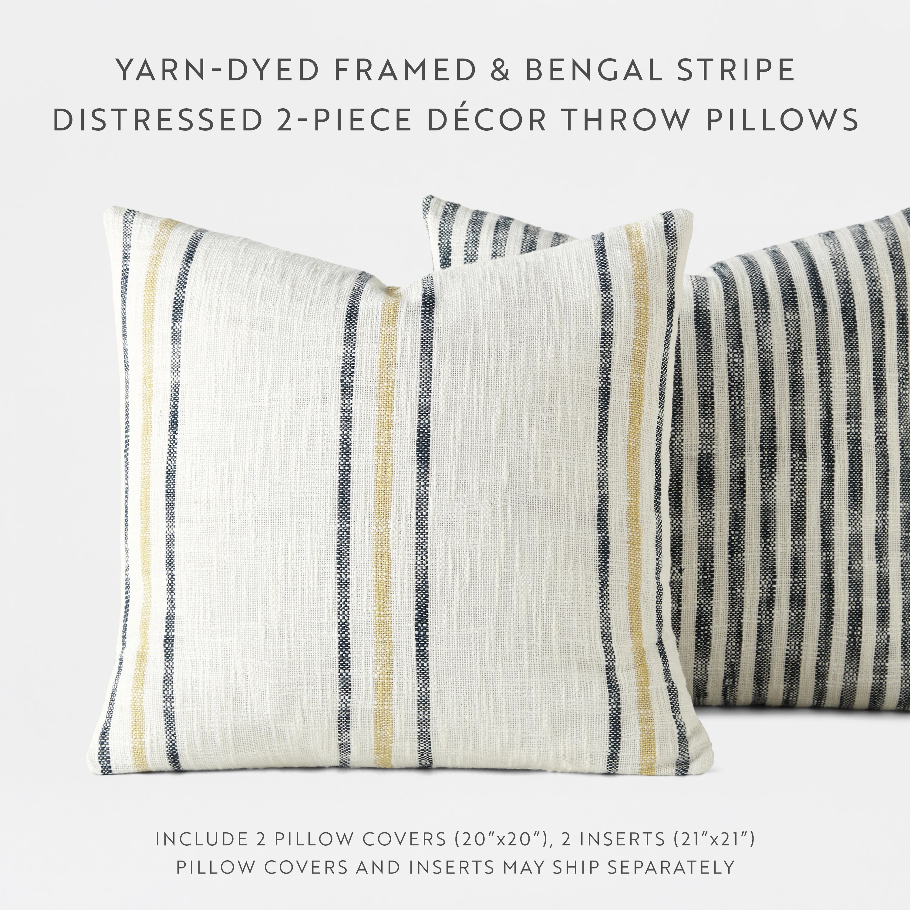 2-Pack Yarn-Dyed Bengal Stripe / Yarn-Dyed Framed Stripe Décor Throw Pillows - Image 6