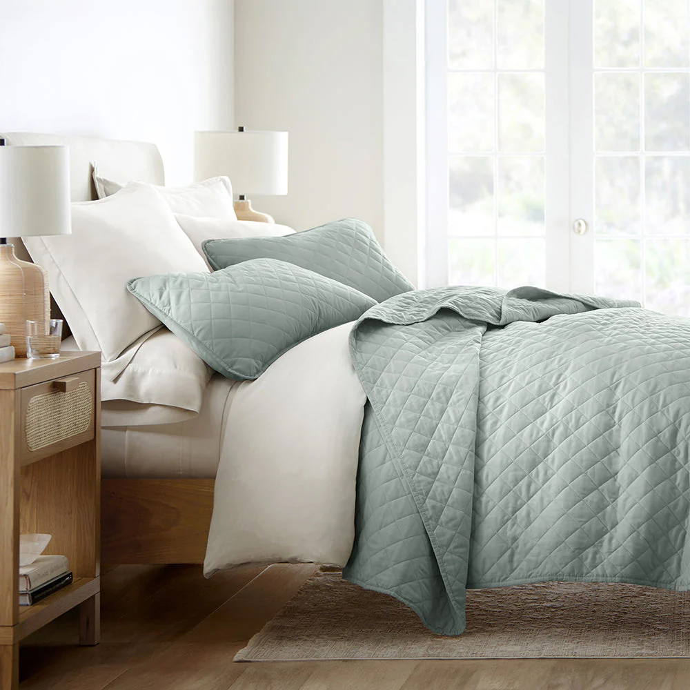 3-Piece Diamond Stitch Quilted Coverlet Set (Sale) - Image 5