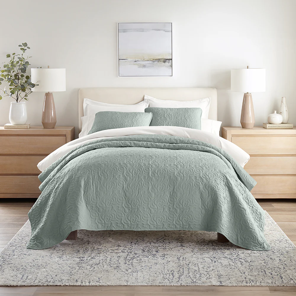 3-Piece Floral Stitch Quilted Coverlet Set - Image 19