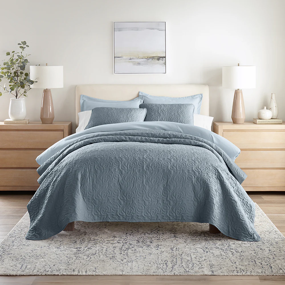 3-Piece Floral Stitch Quilted Coverlet Set - Image 20