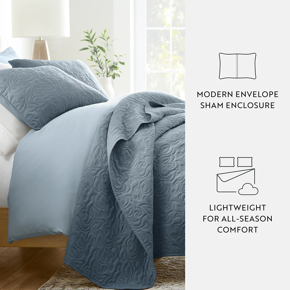 3-Piece Floral Stitch Quilted Coverlet Set - Image 44