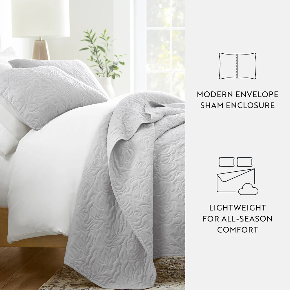3-Piece Floral Stitch Quilted Coverlet Set - Image 45