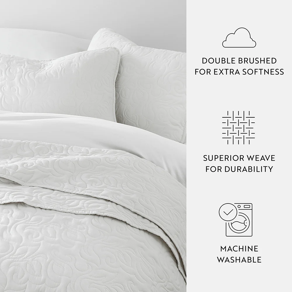 3-Piece Floral Stitch Quilted Coverlet Set - Image 52