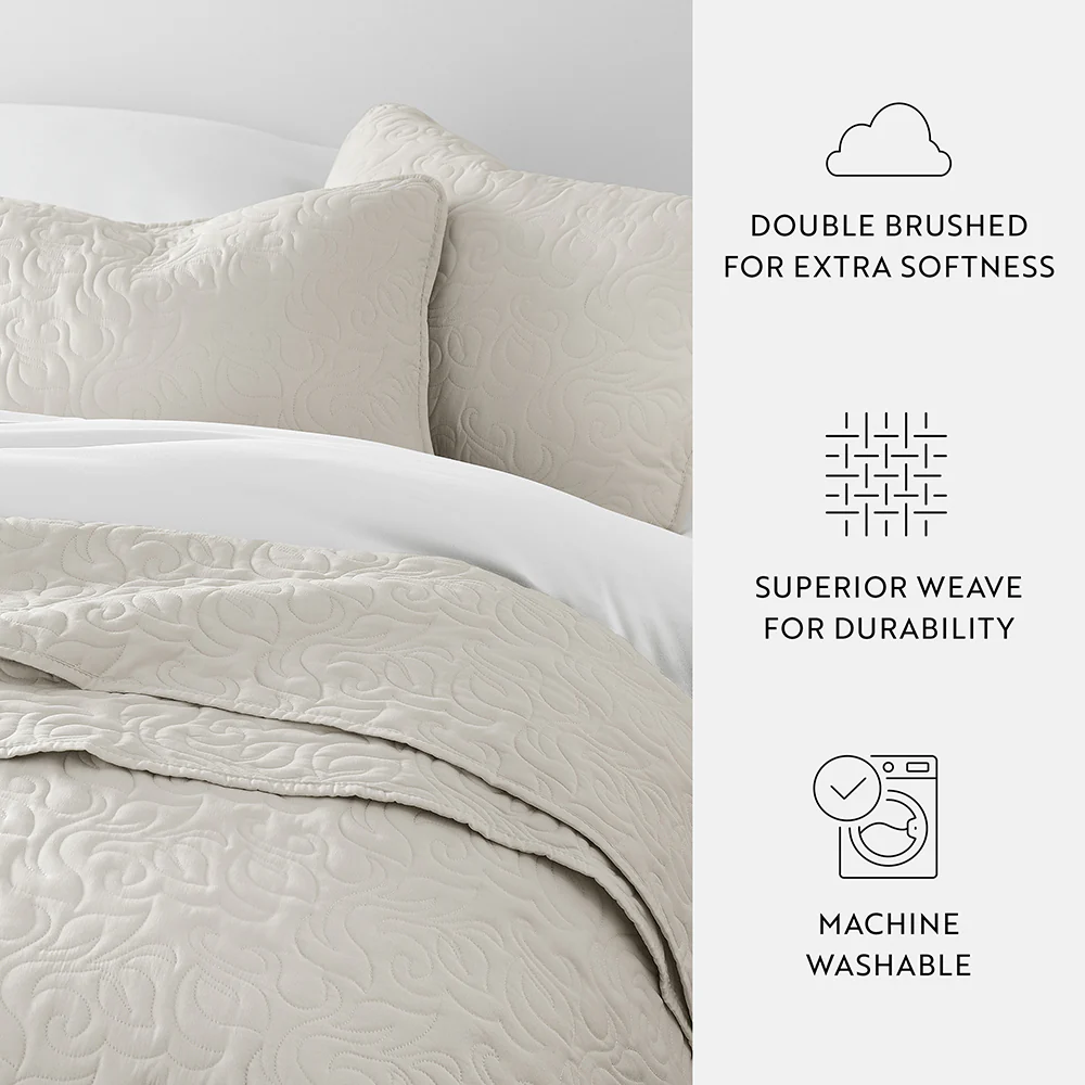 3-Piece Floral Stitch Quilted Coverlet Set - Image 53