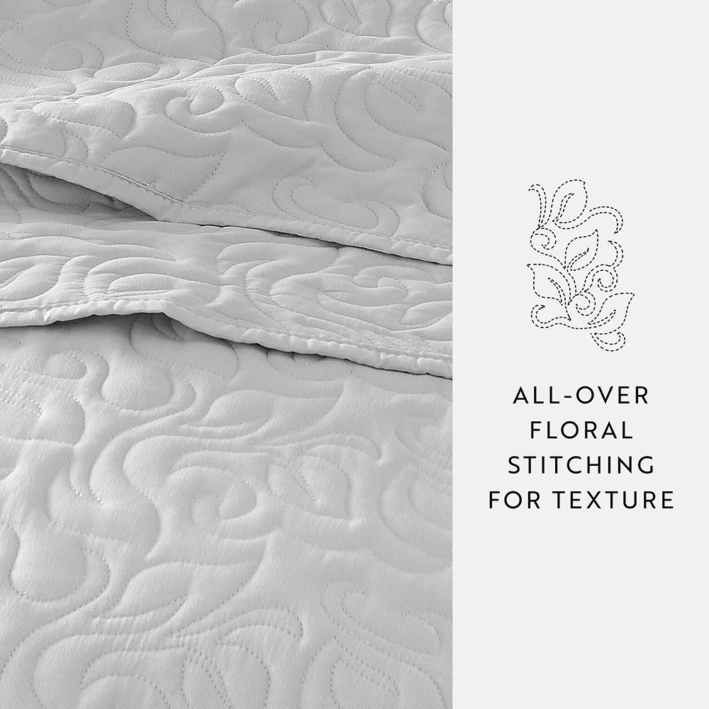 3-Piece Floral Stitch Quilted Coverlet Set - Image 57