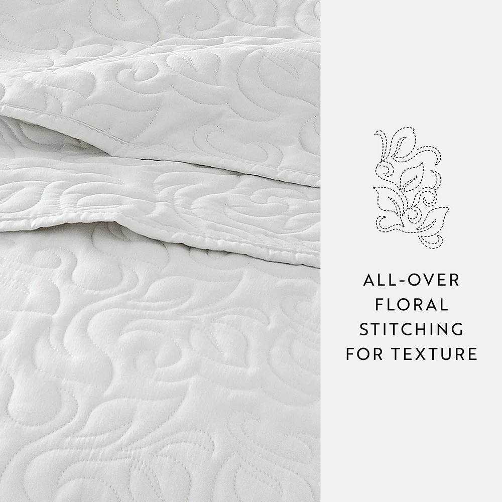 3-Piece Floral Stitch Quilted Coverlet Set - Image 58