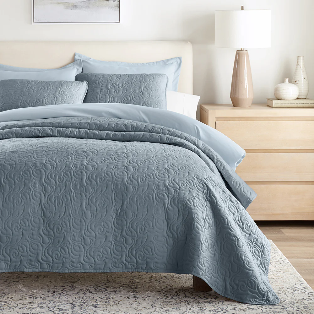 3-Piece Floral Stitch Quilted Coverlet Set - Image 8