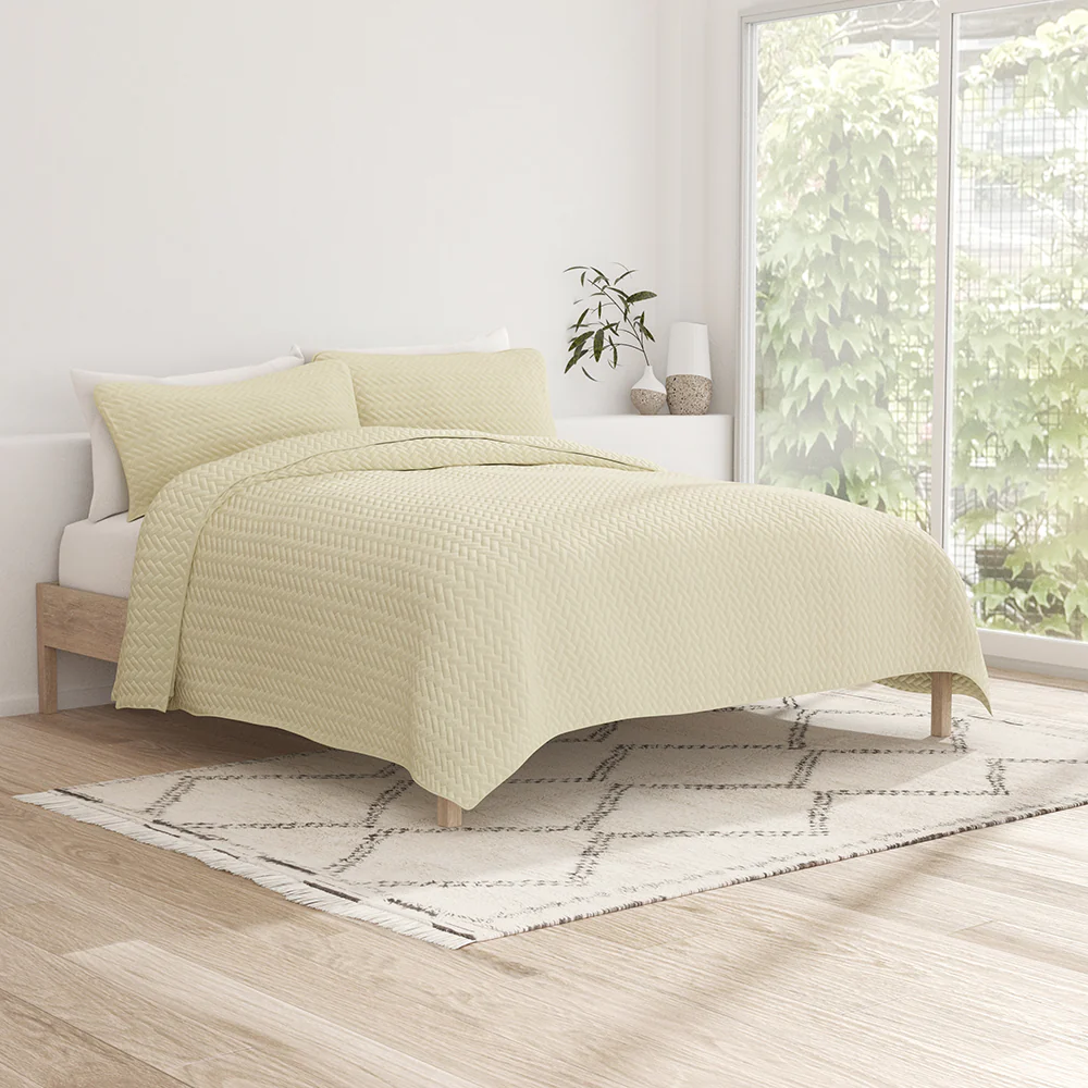 3-Piece Herringbone Quilted Coverlet Set - Image 10
