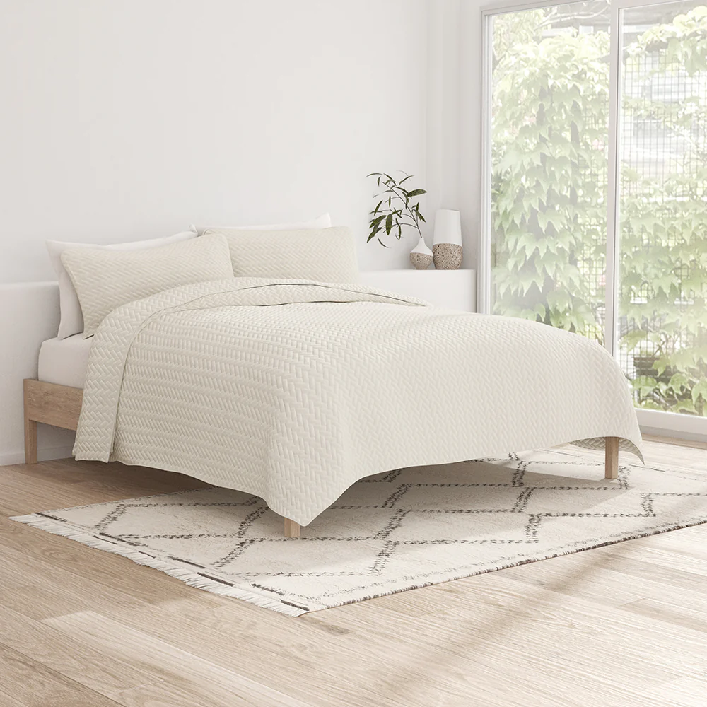 3-Piece Herringbone Quilted Coverlet Set - Image 11