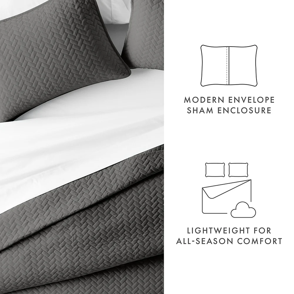 3-Piece Herringbone Quilted Coverlet Set - Image 13