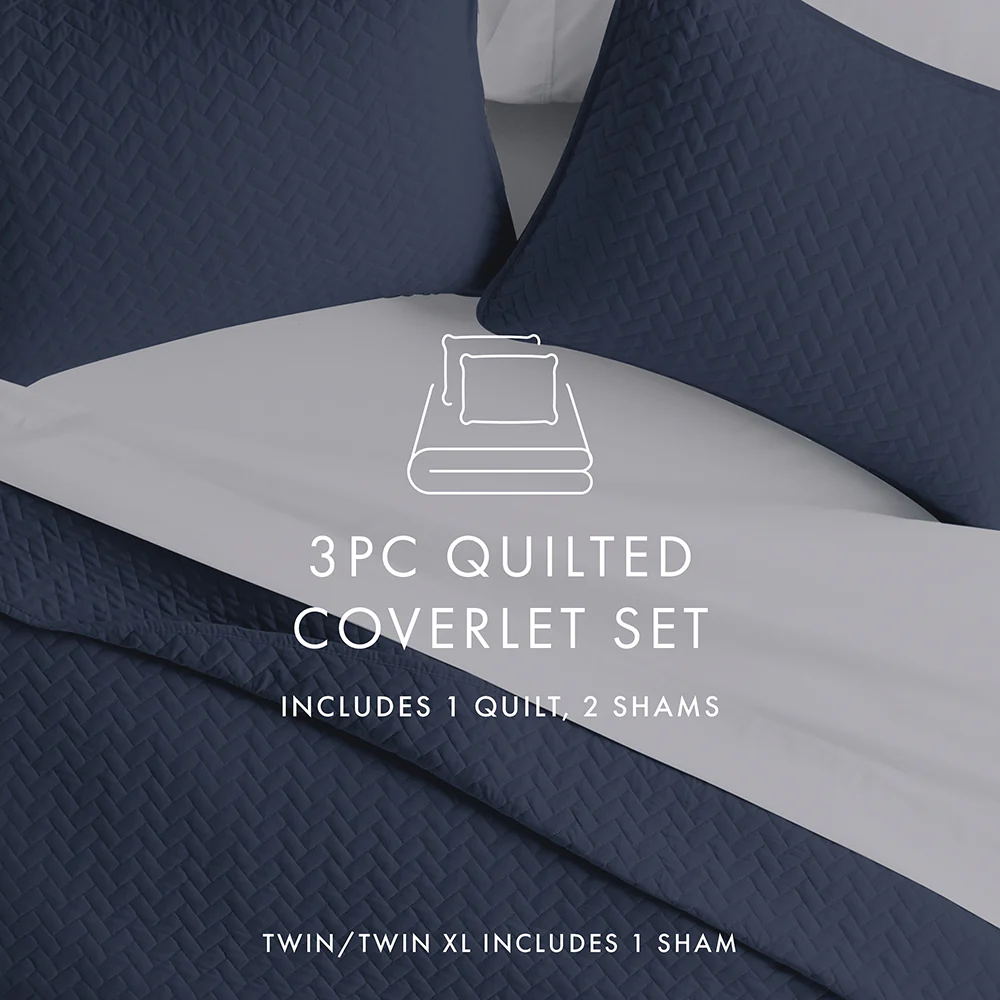 3-Piece Herringbone Quilted Coverlet Set - Image 26