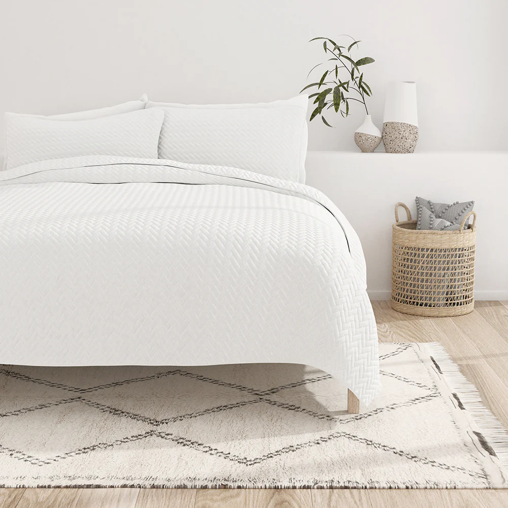3-Piece Herringbone Quilted Coverlet Set - Image 6