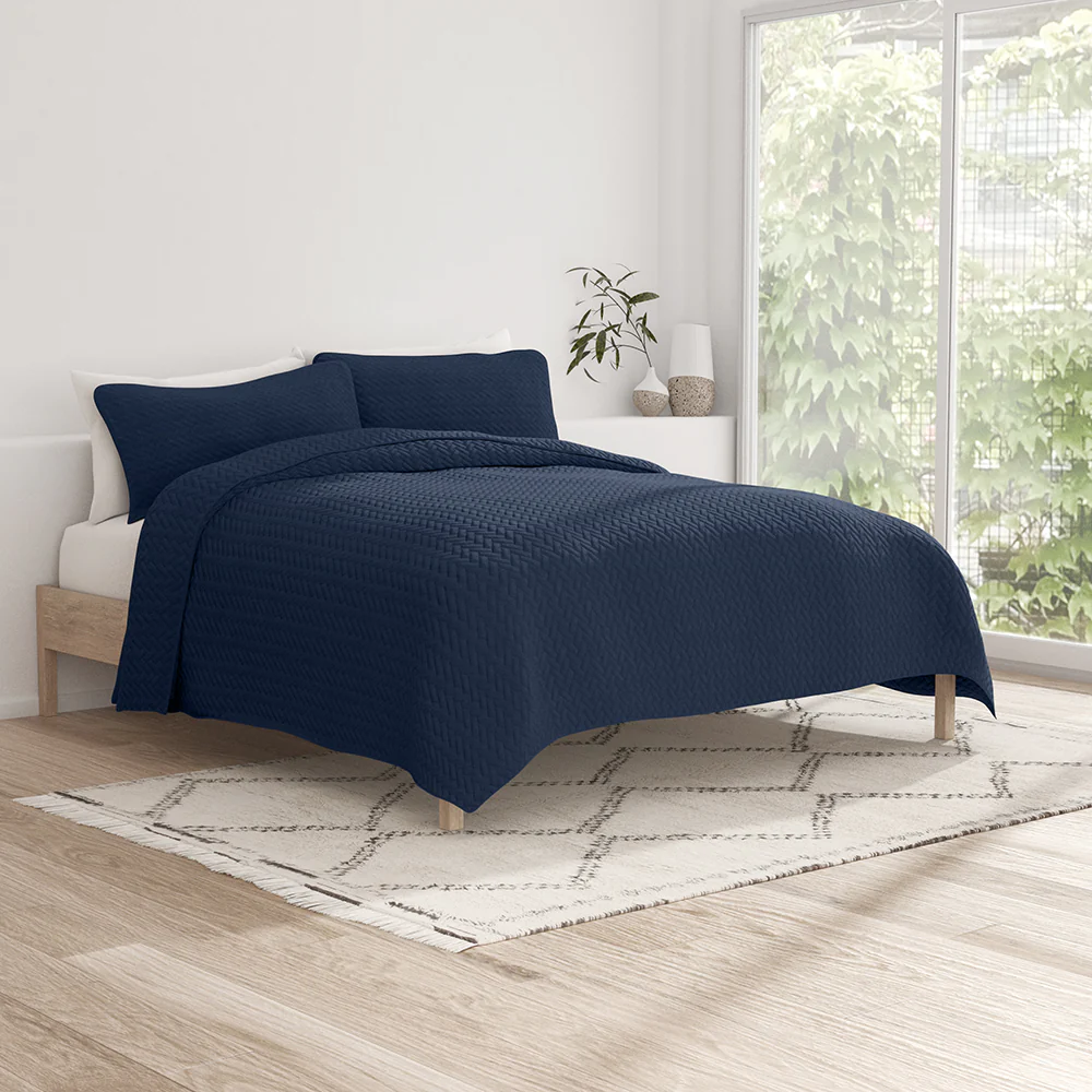 3-Piece Herringbone Quilted Coverlet Set - Image 8