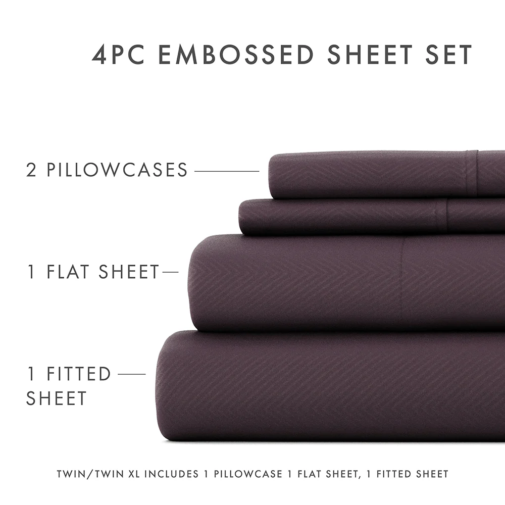 Chevron Embossed 4-Piece Sheet Set - Image 30