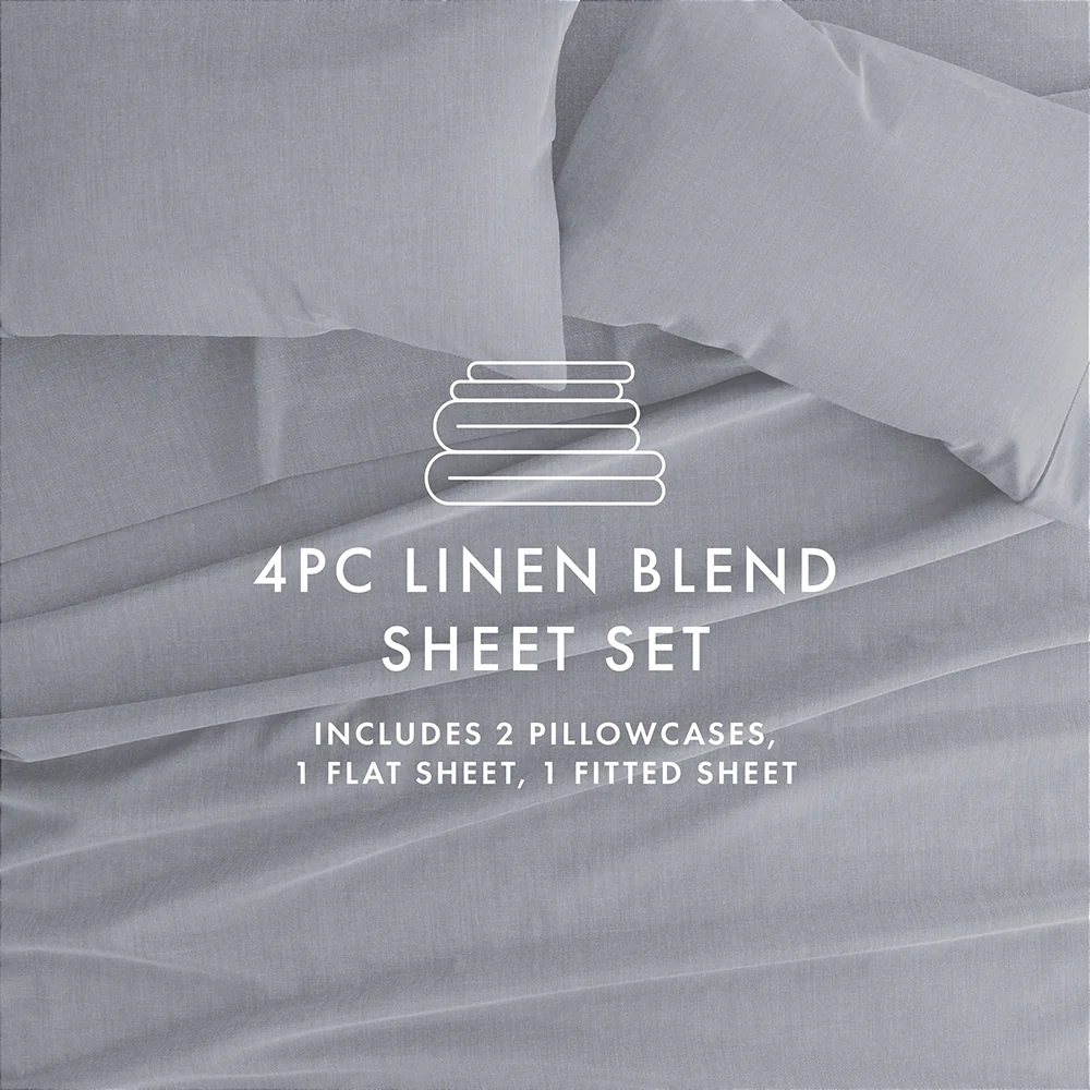 4-Piece Linen Bamboo Blend Sheet Set - Image 29