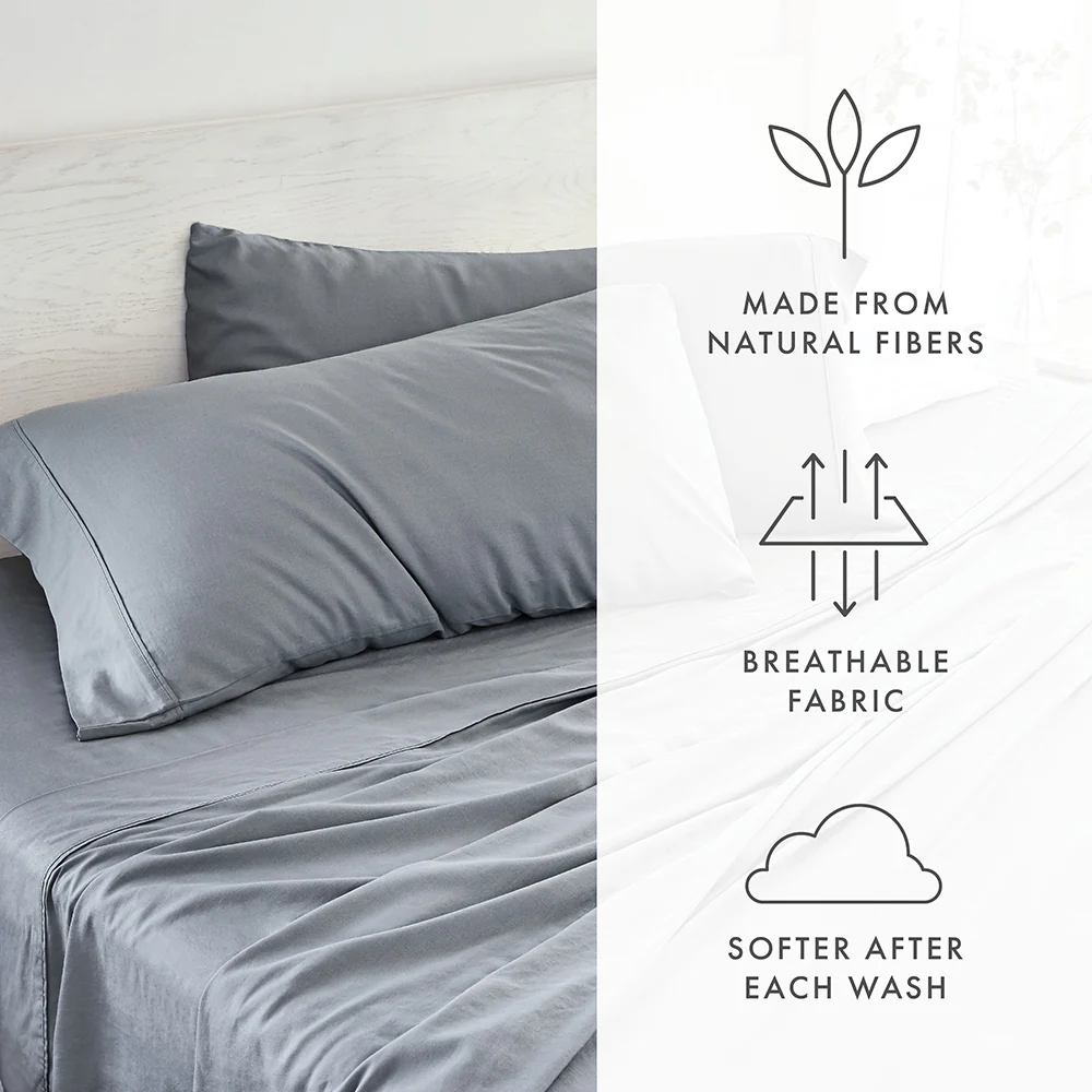 4-Piece Linen Bamboo Blend Sheet Set - Image 37