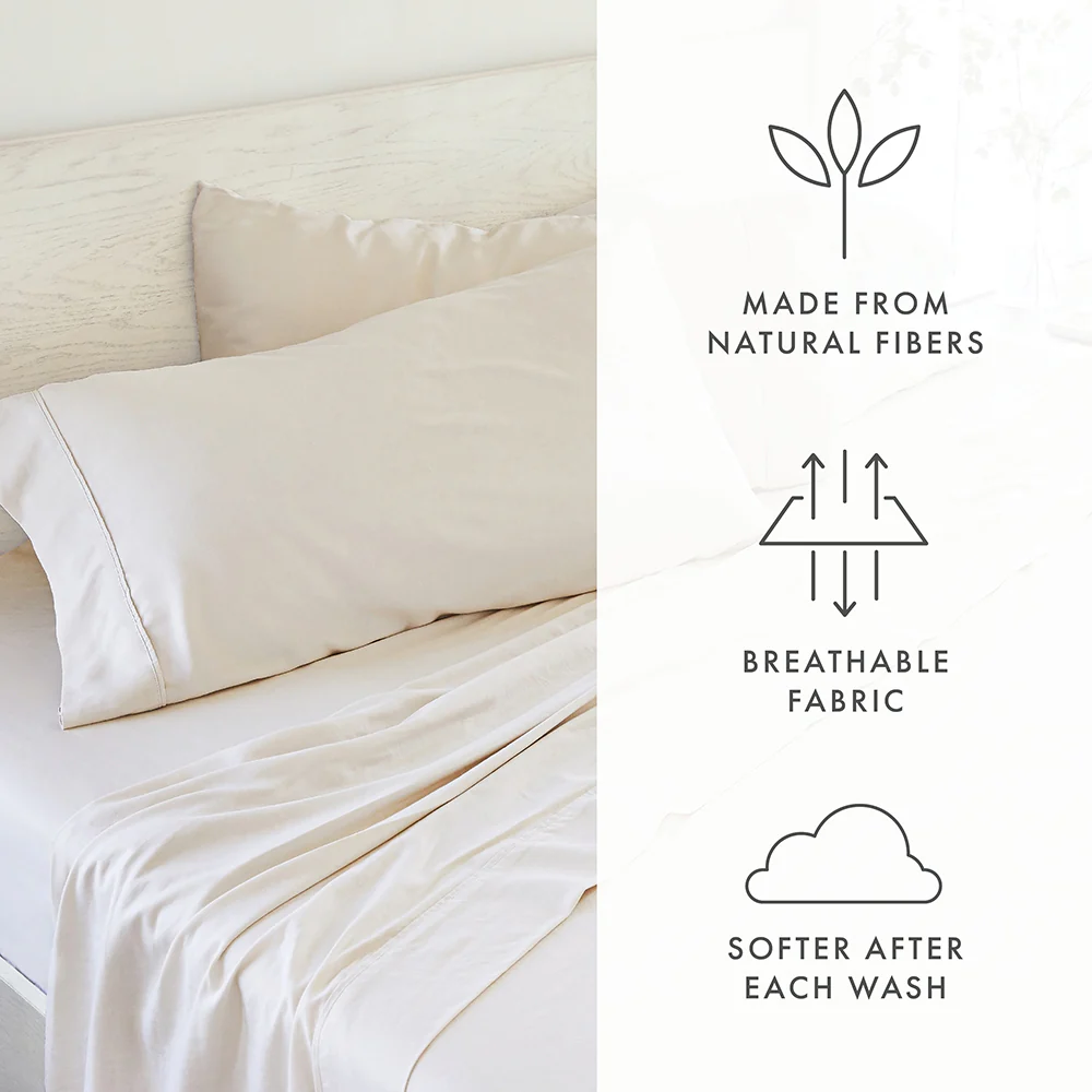 4-Piece Linen Bamboo Blend Sheet Set - Image 38