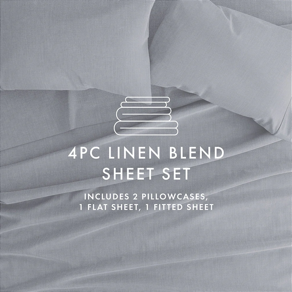 4-Piece Linen Bamboo Blend Sheet Set (Sale) - Image 29
