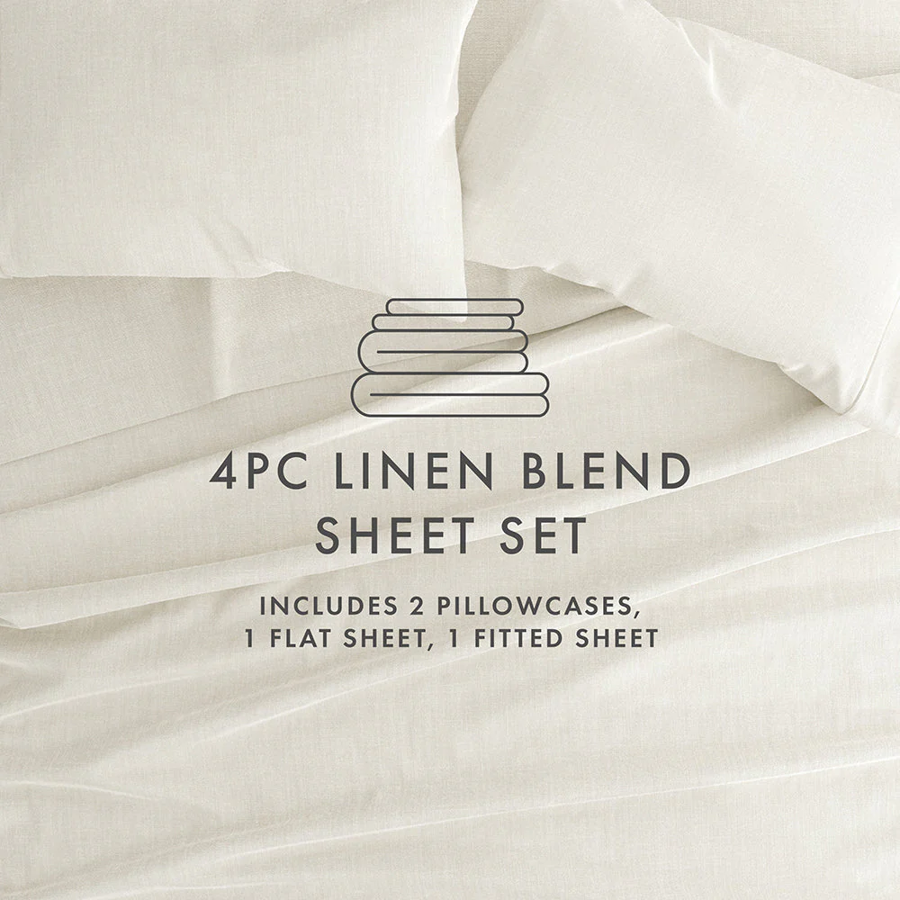 4-Piece Linen Bamboo Blend Sheet Set (Sale) - Image 31