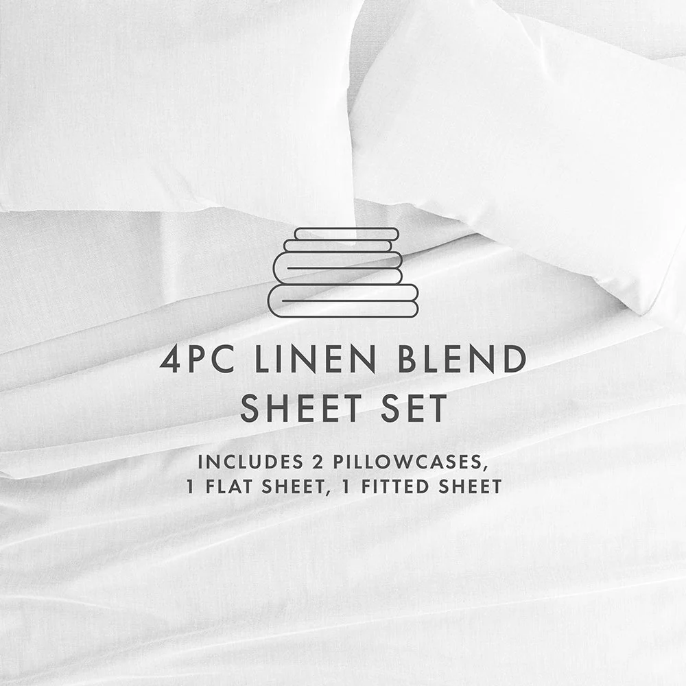 4-Piece Linen Bamboo Blend Sheet Set (Sale) - Image 32