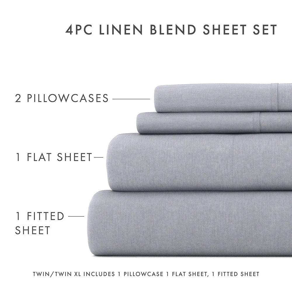 4-Piece Linen Bamboo Blend Sheet Set (Sale) - Image 33
