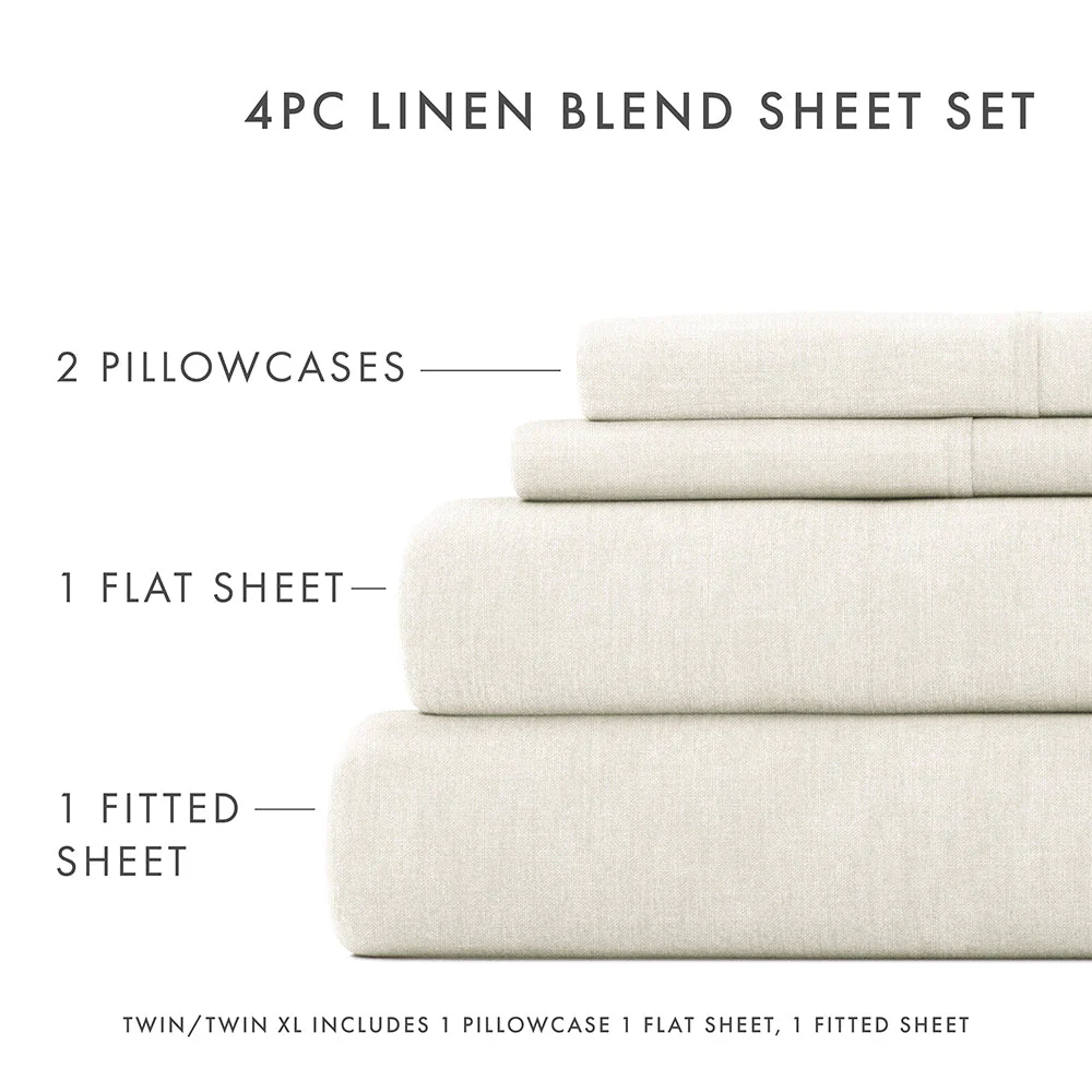 4-Piece Linen Bamboo Blend Sheet Set (Sale) - Image 34