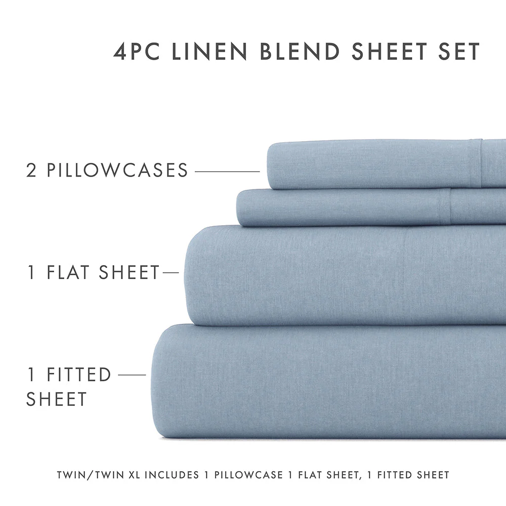 4-Piece Linen Bamboo Blend Sheet Set (Sale) - Image 36