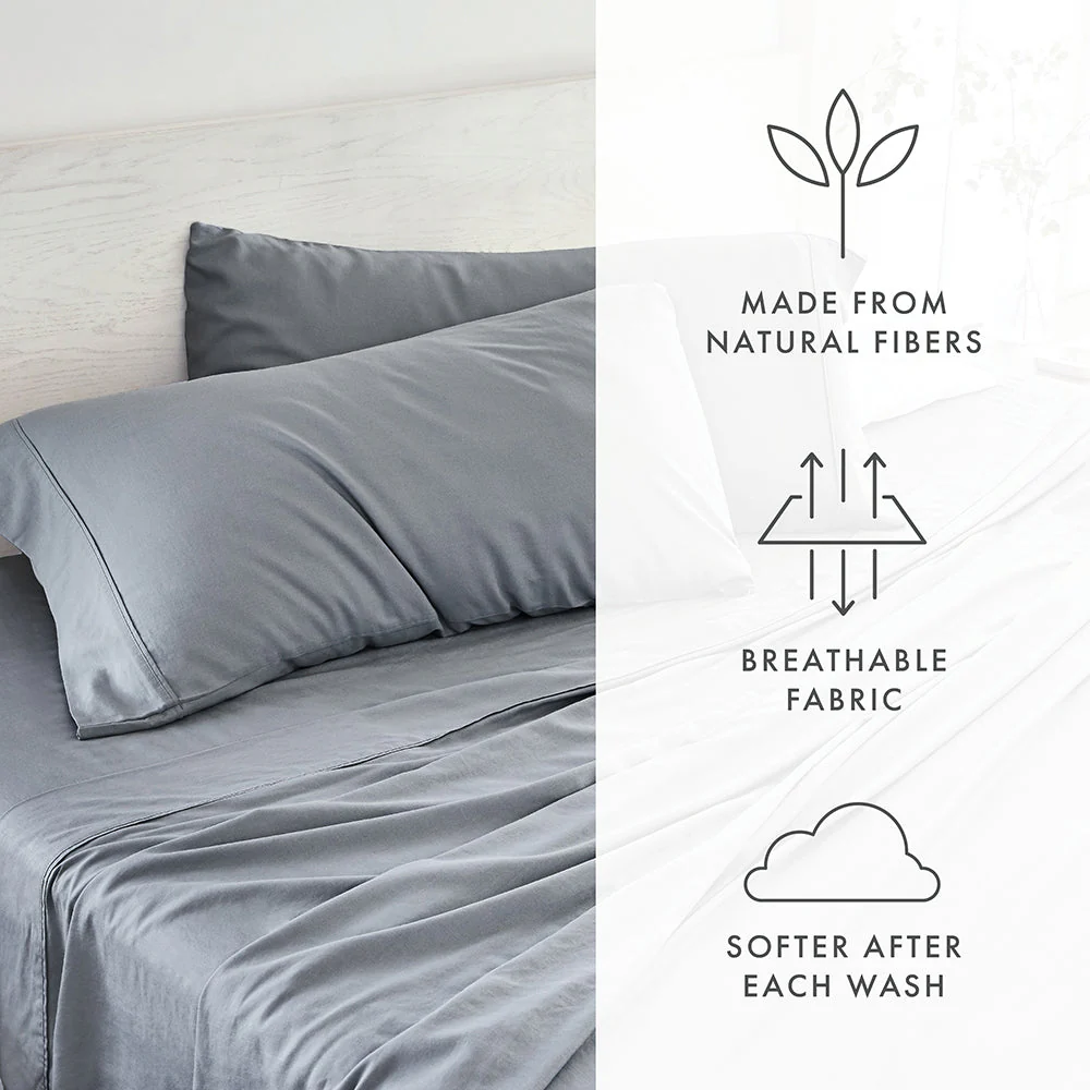 4-Piece Linen Bamboo Blend Sheet Set (Sale) - Image 37