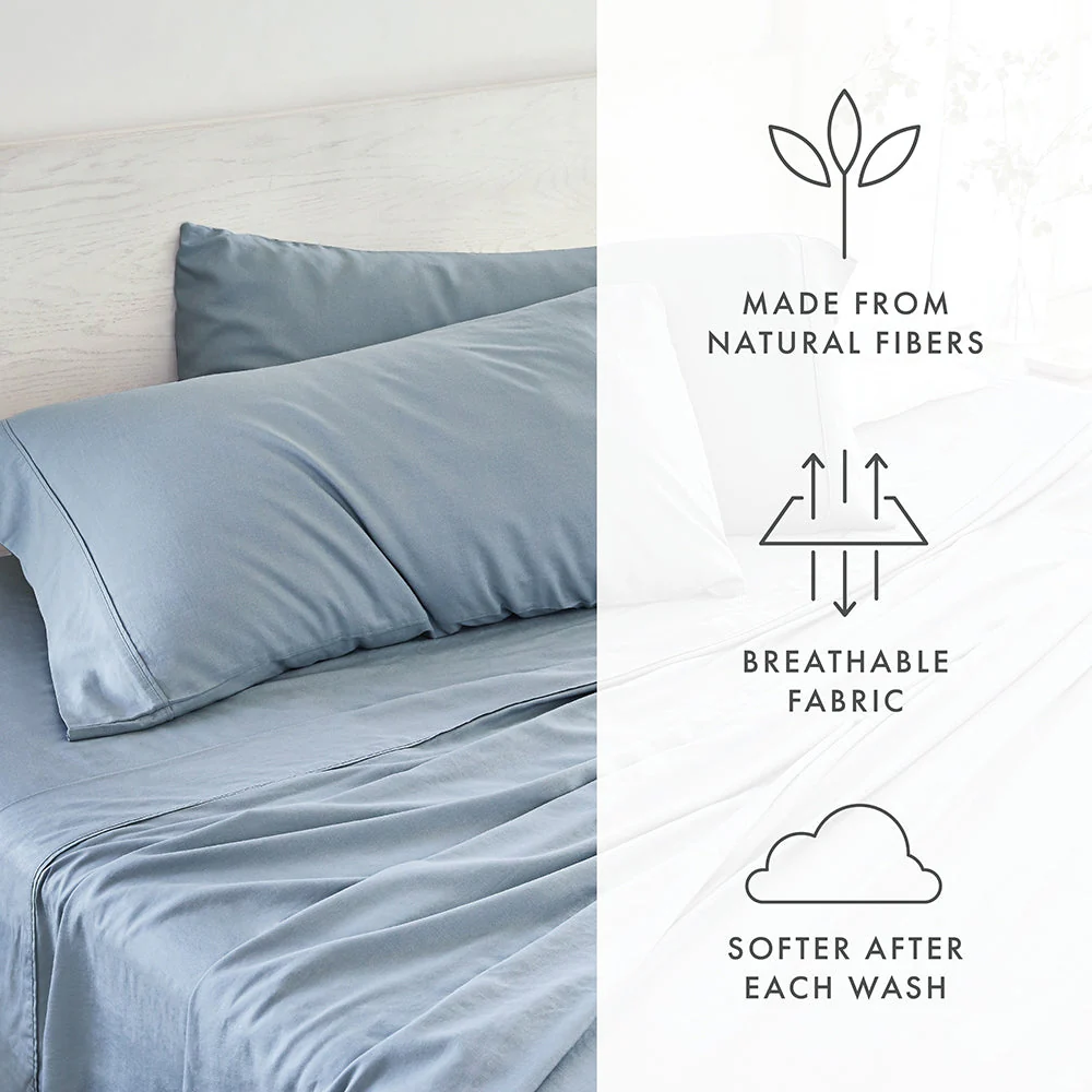 4-Piece Linen Bamboo Blend Sheet Set (Sale) - Image 40