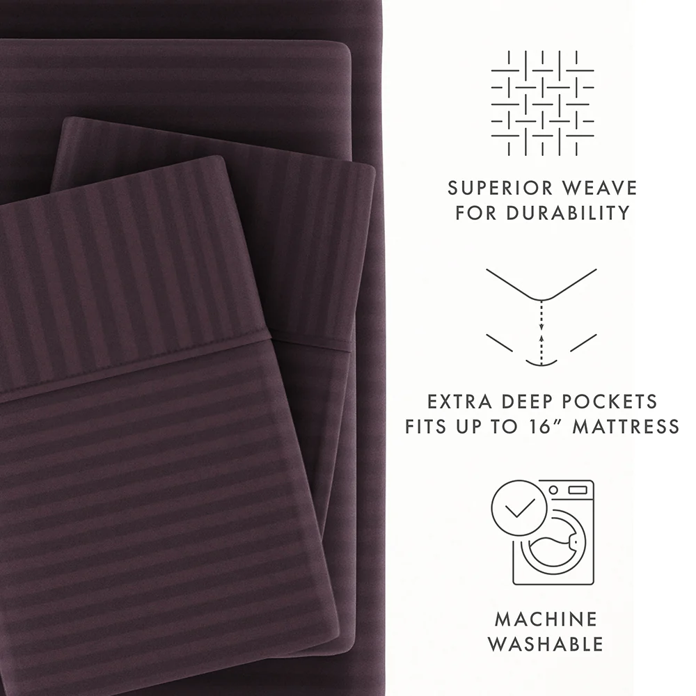 Striped Embossed 4-Piece Sheet Set - Image 36