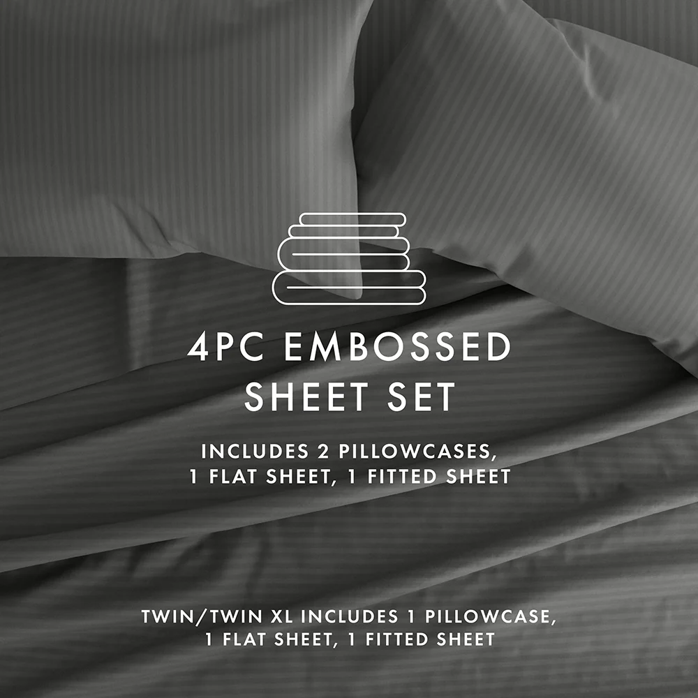 Striped Embossed 4-Piece Sheet Set - Image 40