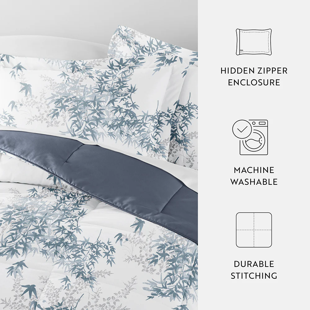 Bamboo Leaves Reversible Down-Alternative Comforter Set - Image 13