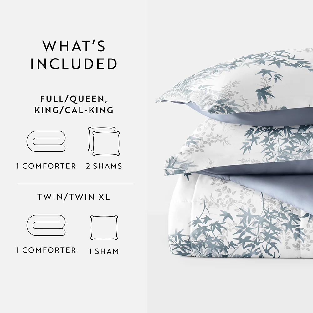 Bamboo Leaves Reversible Down-Alternative Comforter Set - Image 14