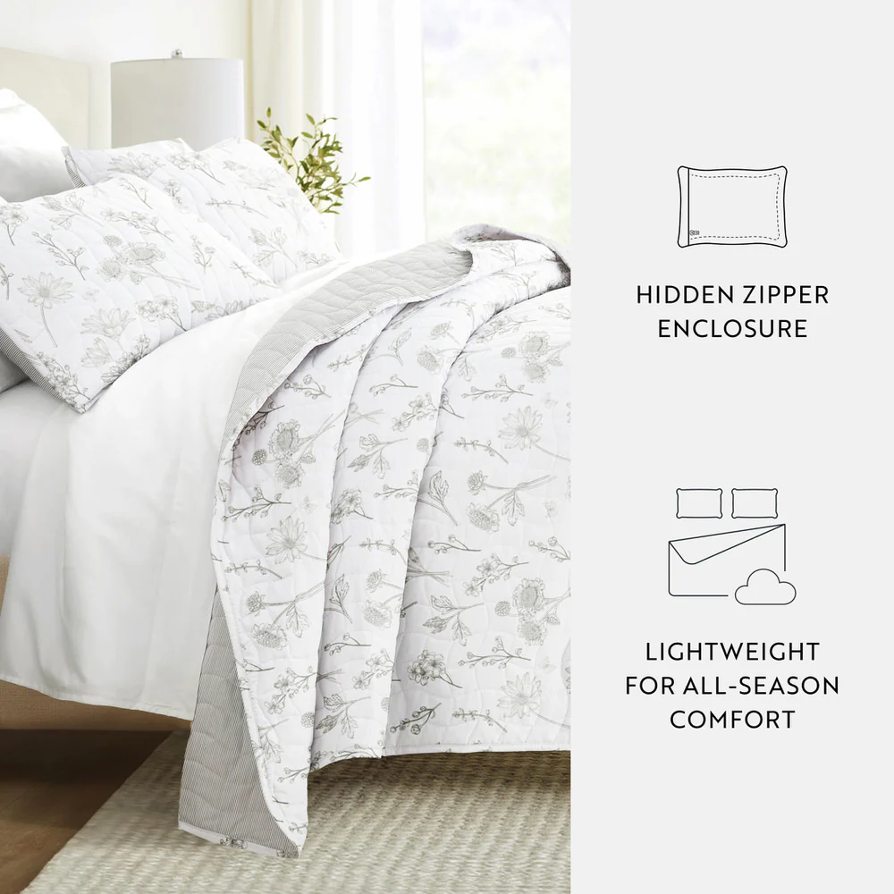 Blooming Daisy Reversible Quilted Coverlet Set - Image 9