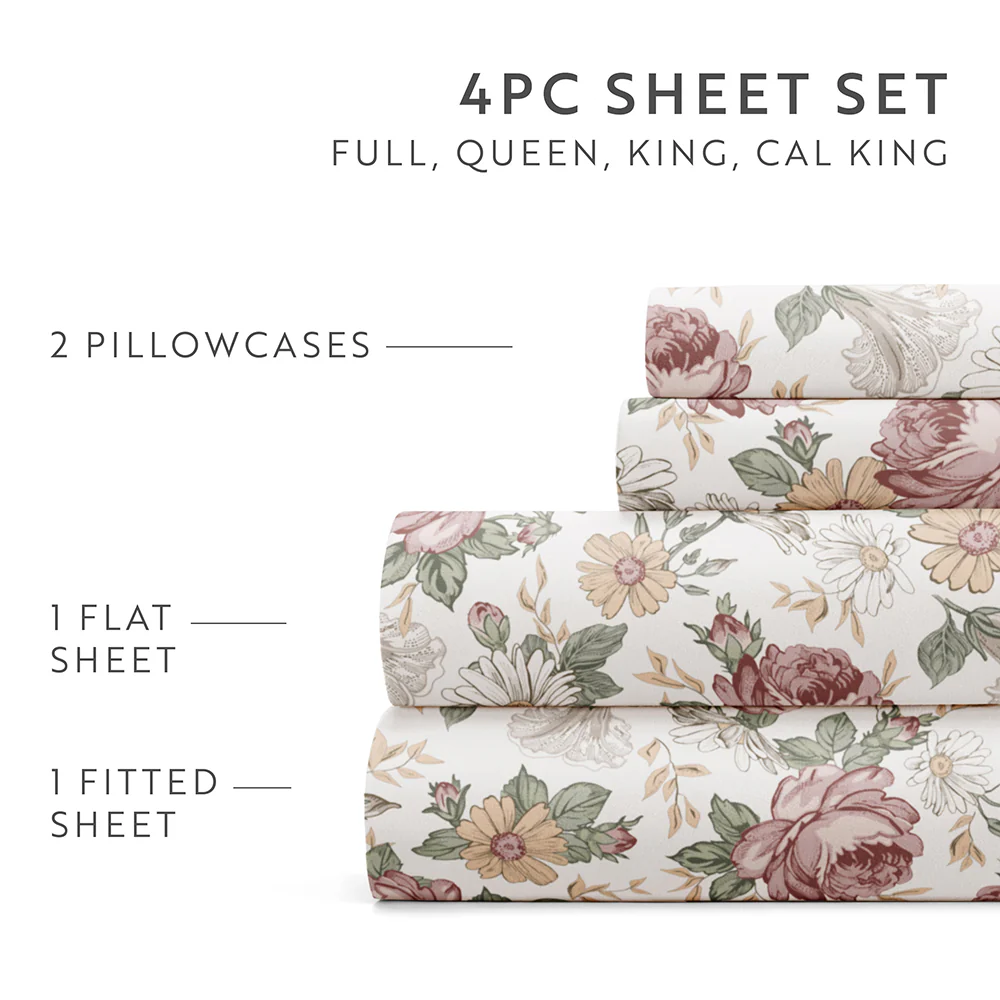 Blooming Floral 4-Piece Pattern Sheet Set - Image 9