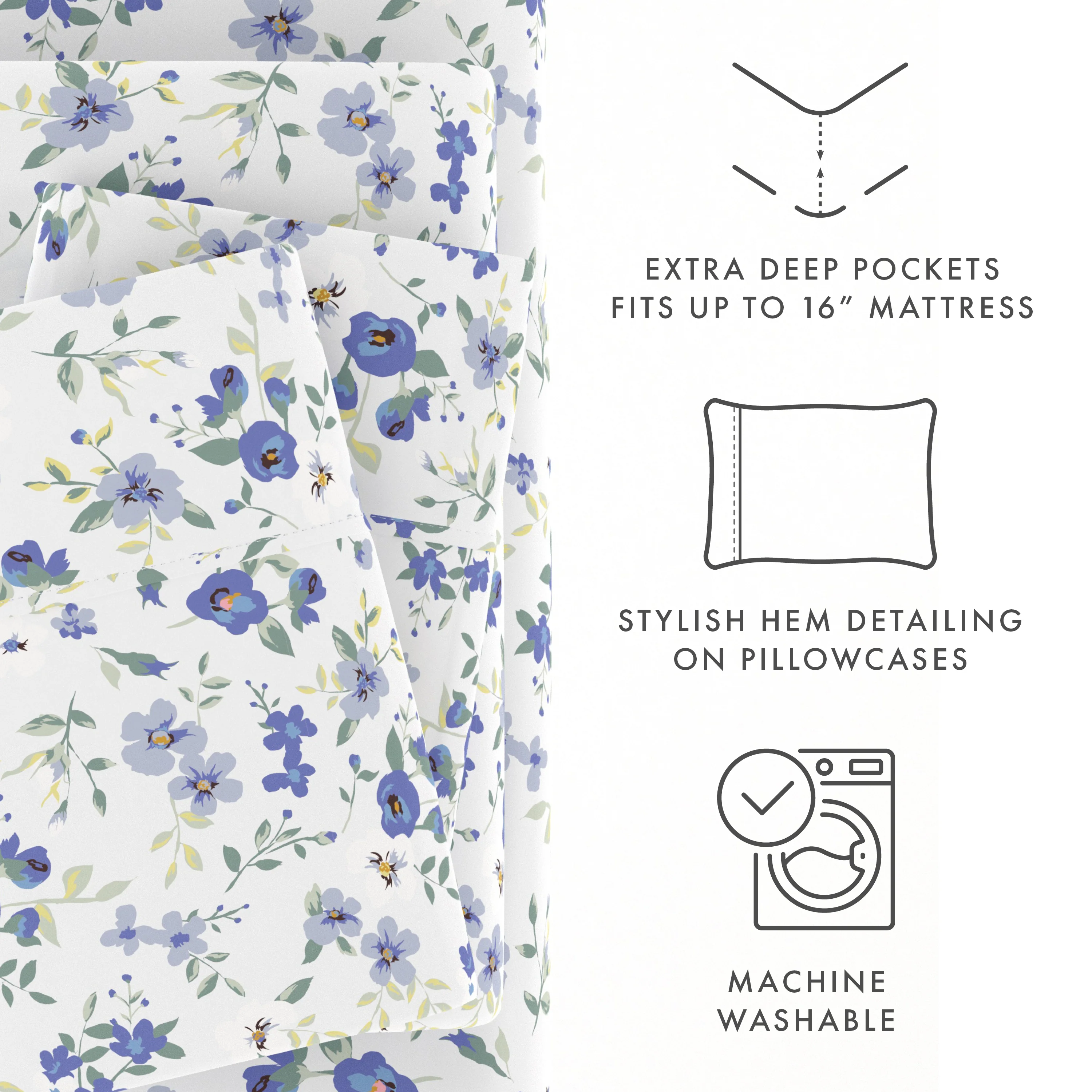 Blossoms Pattern 4-Piece Sheet Set - Image 7