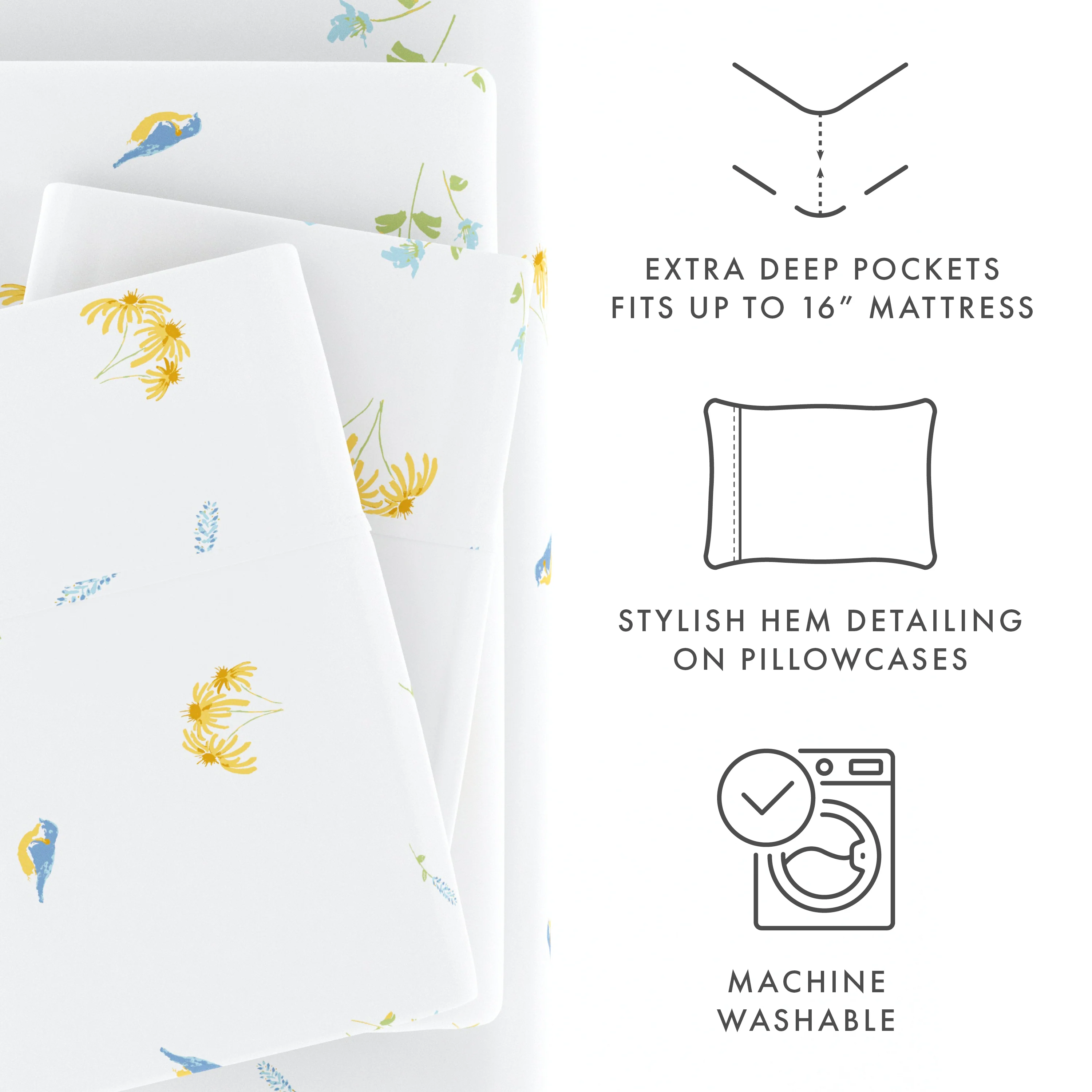 Bluebirds Pattern 4-Piece Sheet Set - Image 7