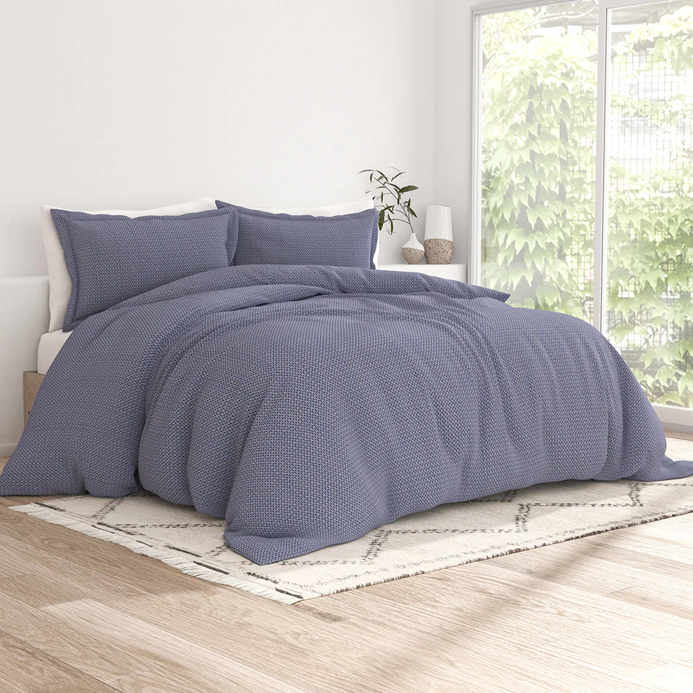 Blue Diamond Pattern 3-Piece Duvet Cover Set - Image 2