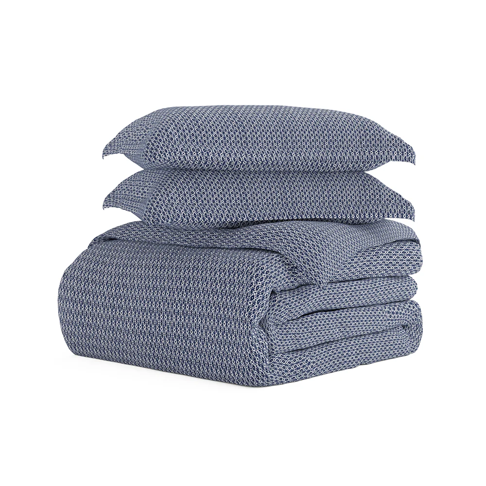 Blue Diamond Pattern 3-Piece Duvet Cover Set - Image 4