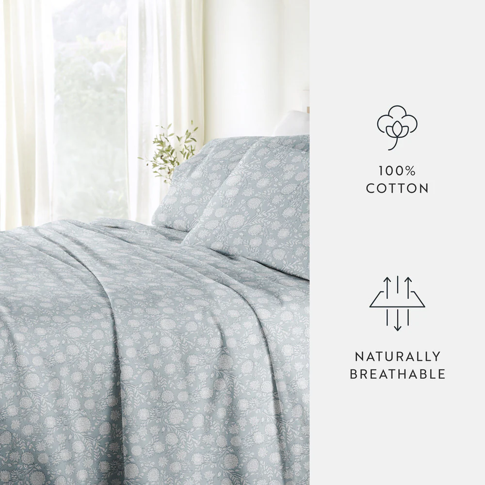 Bohemian Garden 4-Piece Long Staple Cotton Sheet Set - Image 6
